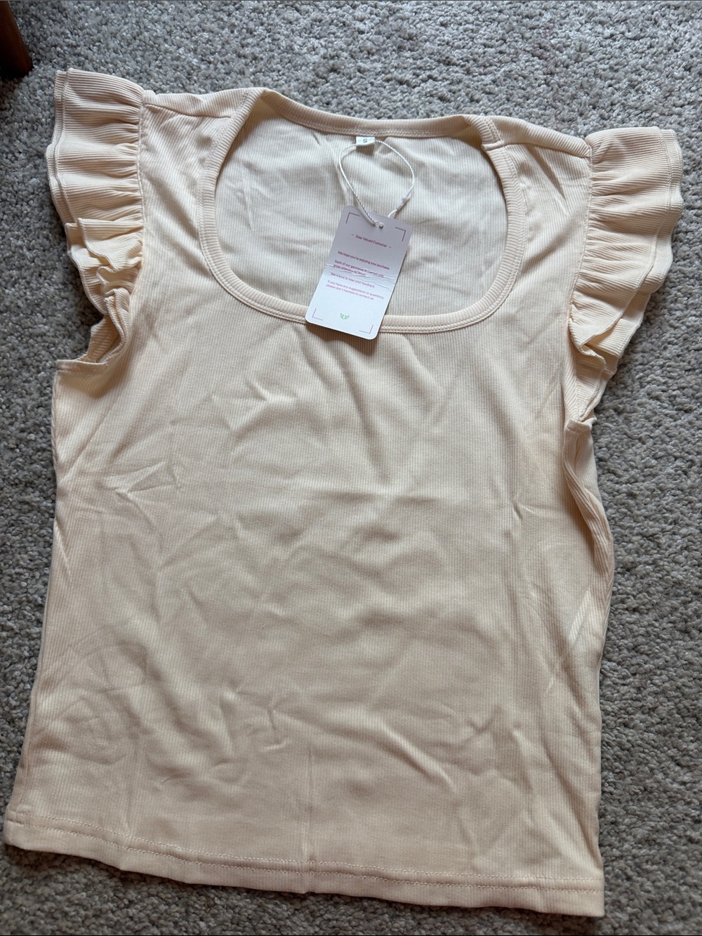 Women’s Cream Ruffle Sleeve Scoop Neck Top